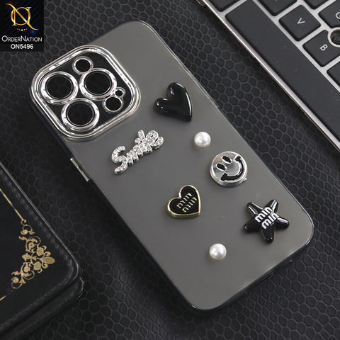 iPhone 13 Pro - Black -  3D Smile Cartoon Matte Shinny Case With Camera Protection Soft Border Case