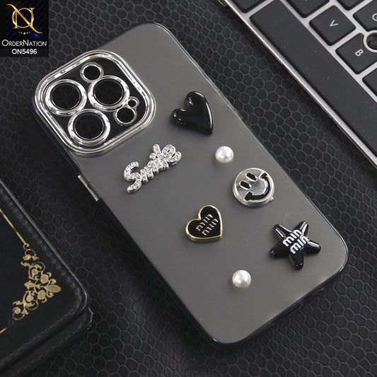 iPhone 16 Pro - Black -  3D Smile Cartoon Matte Shinny Case With Camera Protection Soft Border Case