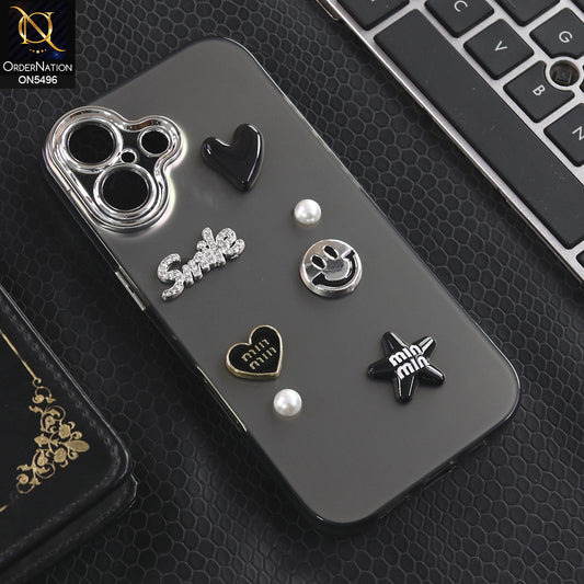 iPhone 17 - Black -  3D Smile Cartoon Matte Shinny Case With Camera Protection Soft Border Case