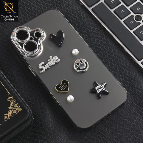 iPhone 17 - Black -  3D Smile Cartoon Matte Shinny Case With Camera Protection Soft Border Case