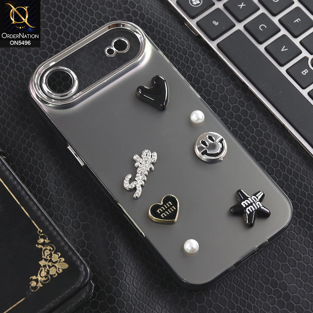 iPhone 17 Air - Black -  3D Smile Cartoon Matte Shinny Case With Camera Protection Soft Border Case