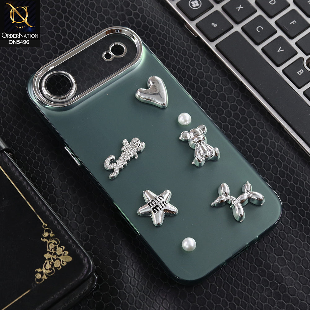 iPhone 17 Air - Green -  3D Smile Cartoon Matte Shinny Case With Camera Protection Soft Border Case