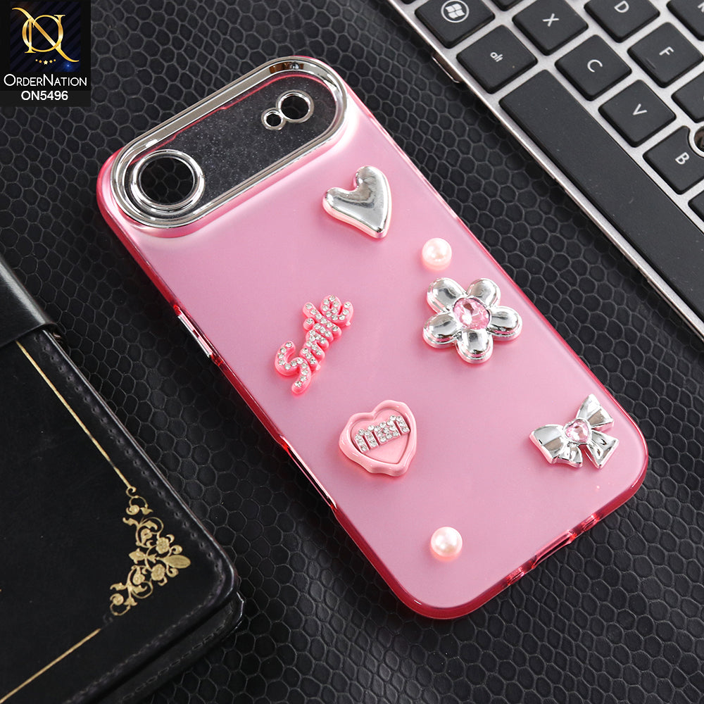 iPhone 17 Air - Pink -  3D Smile Cartoon Matte Shinny Case With Camera Protection Soft Border Case