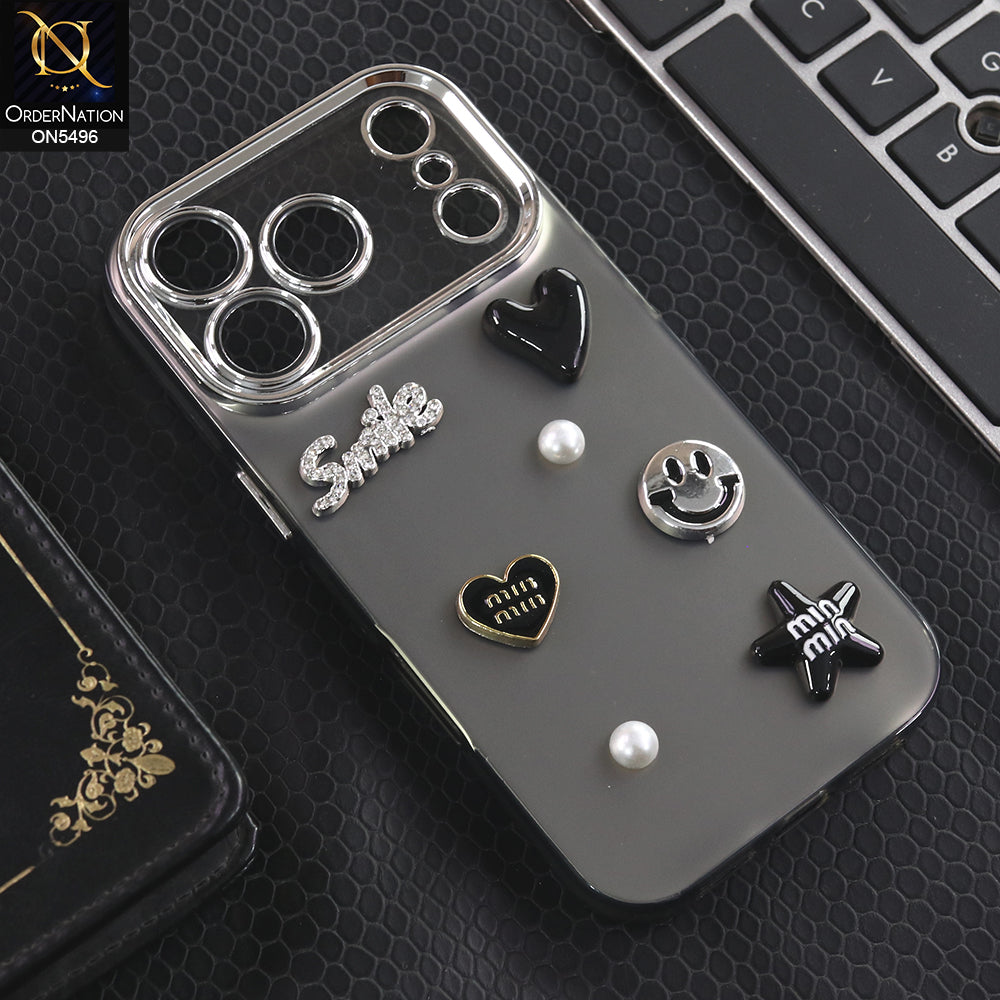 iPhone 17 Pro - Black -  3D Smile Cartoon Matte Shinny Case With Camera Protection Soft Border Case