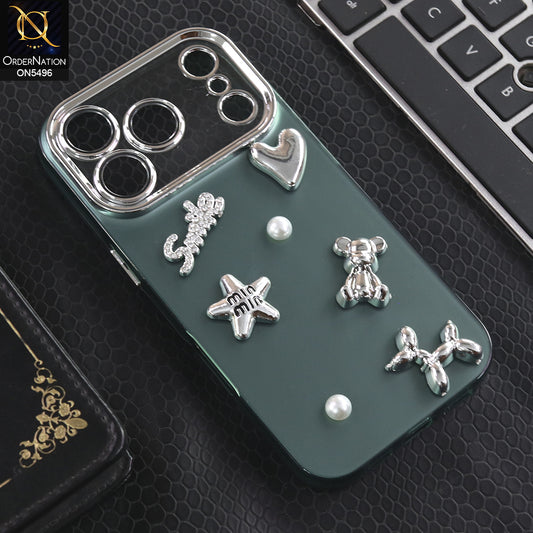 iPhone 17 Pro - Green -  3D Smile Cartoon Matte Shinny Case With Camera Protection Soft Border Case