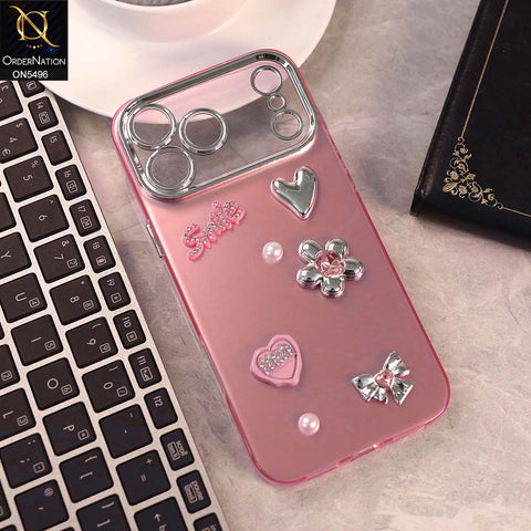 iPhone 17 Pro Max Cover - Pink -  3D Smile Cartoon Matte Shinny Case With Camera Protection Soft Border Case