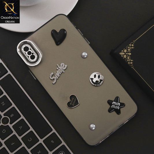 iPhone XS Max Cover - Black - 3D Smile Cartoon Matte Shinny Case With Camera Protection Soft Border Case