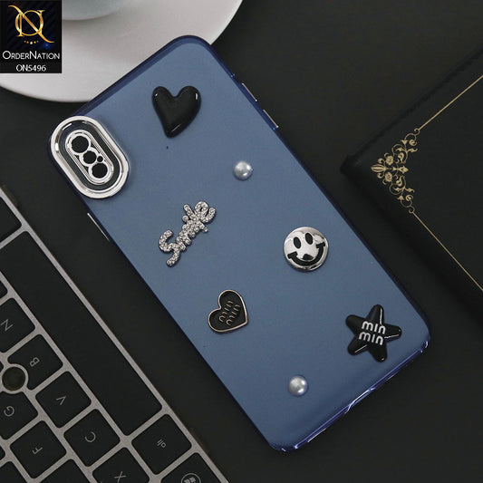 iPhone XS Max Cover - Blue - 3D Smile Cartoon Matte Shinny Case With Camera Protection Soft Border Case