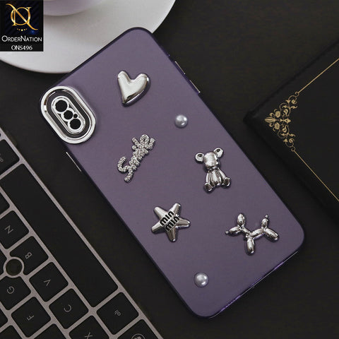 iPhone XS / X Cover - Purple - 3D Smile Cartoon Matte Shinny Case With Camera Protection Soft Border Case