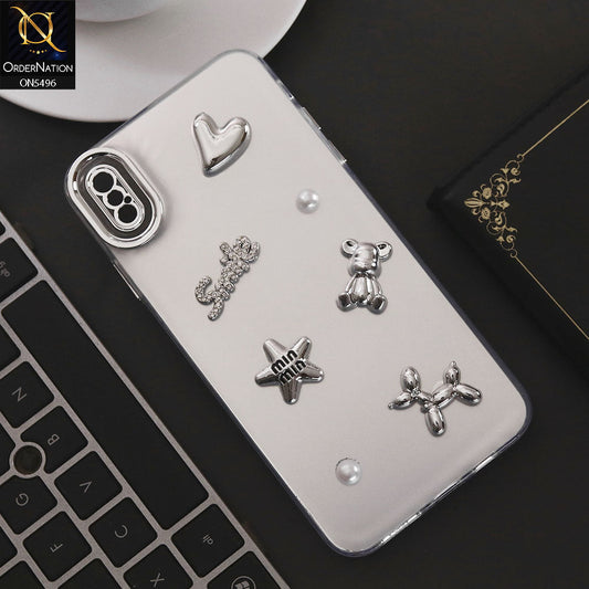 iPhone XS Max Cover - Silver - 3D Smile Cartoon Matte Shinny Case With Camera Protection Soft Border Case