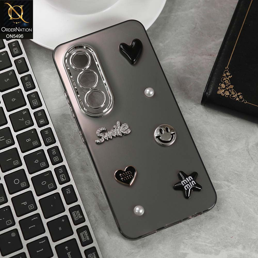 itel S25 Cover - Black -  3D Smile Cartoon Matte Shinny Case With Camera Protection Soft Border Case