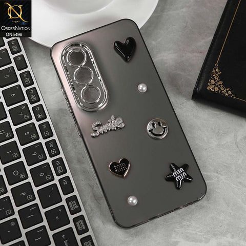 itel S25 Cover - Black -  3D Smile Cartoon Matte Shinny Case With Camera Protection Soft Border Case