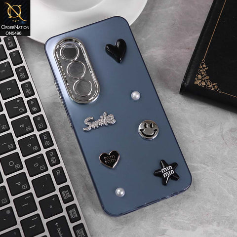 itel S25 Cover - Blue -  3D Smile Cartoon Matte Shinny Case With Camera Protection Soft Border Case