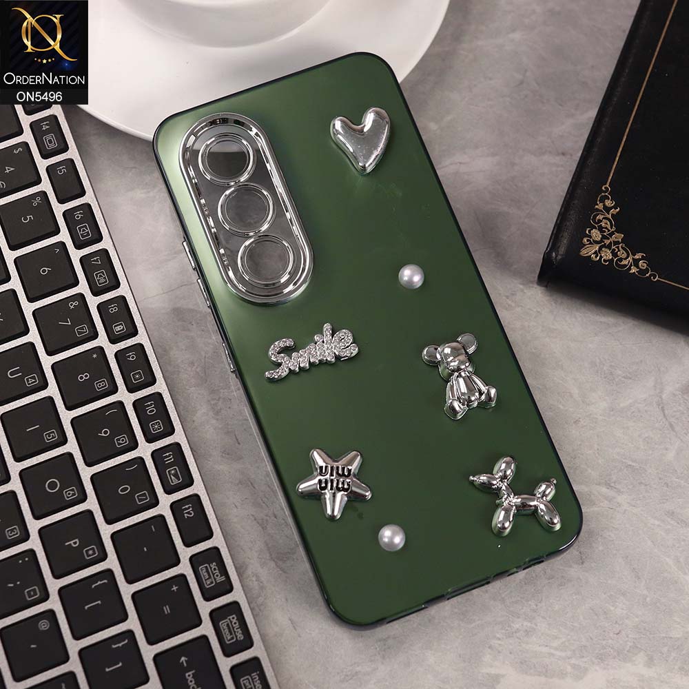 itel S25 Cover - Green -  3D Smile Cartoon Matte Shinny Case With Camera Protection Soft Border Case