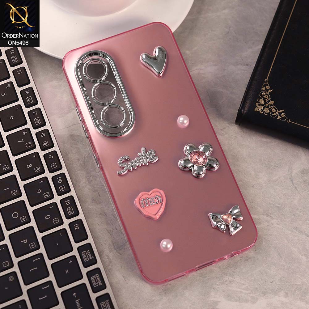itel S25 Cover - Pink -  3D Smile Cartoon Matte Shinny Case With Camera Protection Soft Border Case