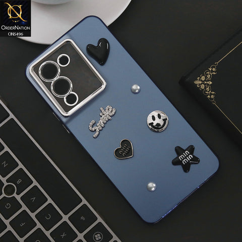 Infinix Note 12 G96 Cover - Blue - 3D Smile Cartoon Matte Shinny Case With Camera Protection Soft Border Case