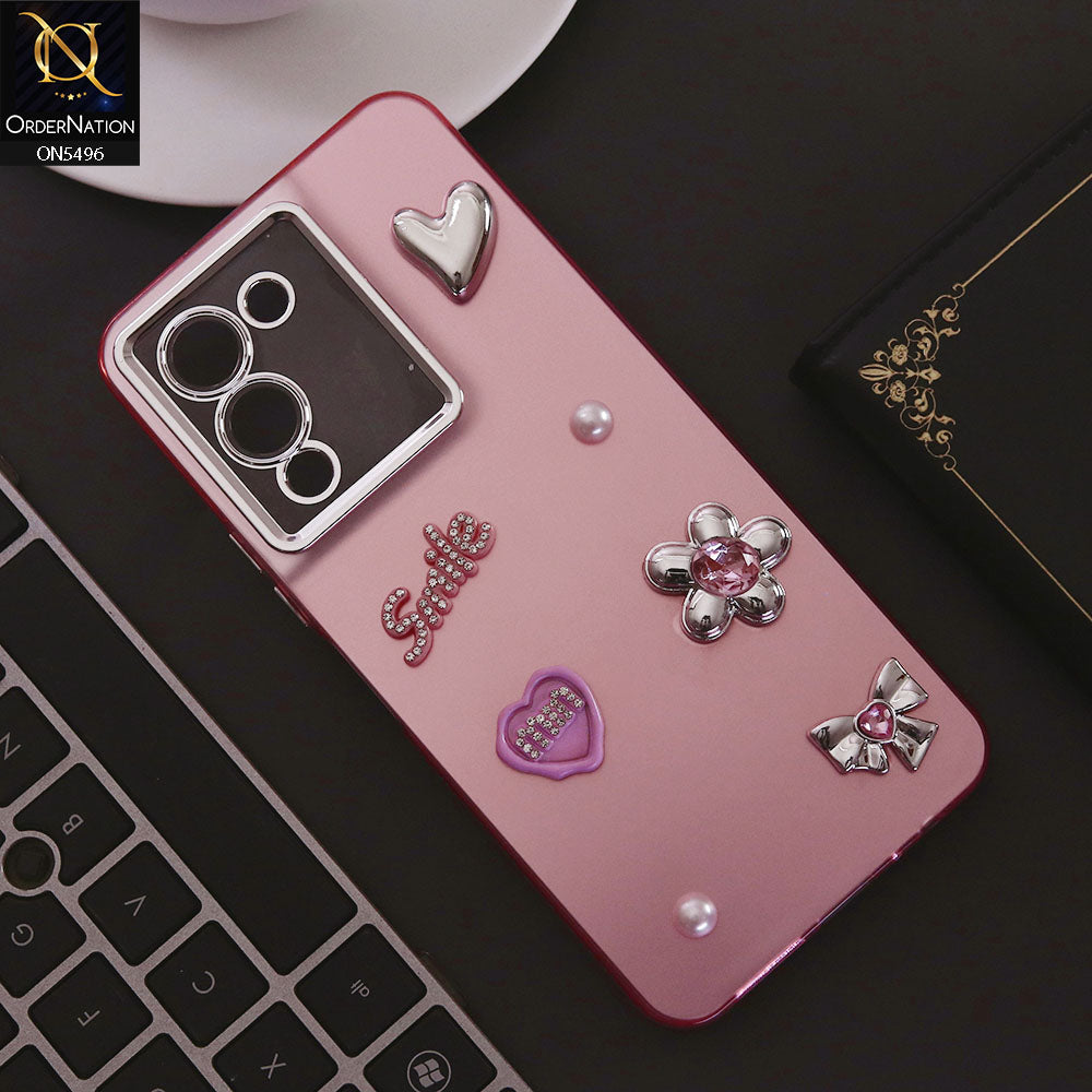 Infinix Note 12 G96 Cover - Pink - 3D Smile Cartoon Matte Shinny Case With Camera Protection Soft Border Case