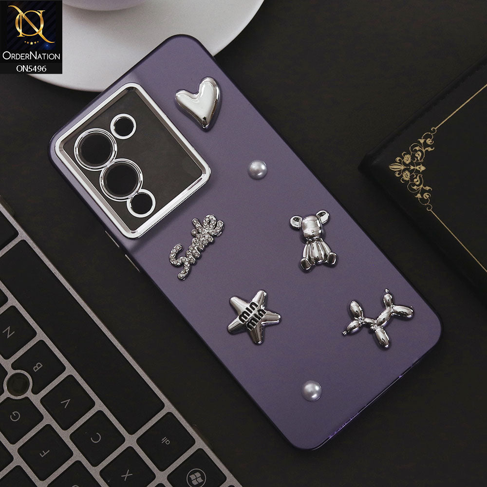 Infinix Note 12 G96 Cover - Purple - 3D Smile Cartoon Matte Shinny Case With Camera Protection Soft Border Case