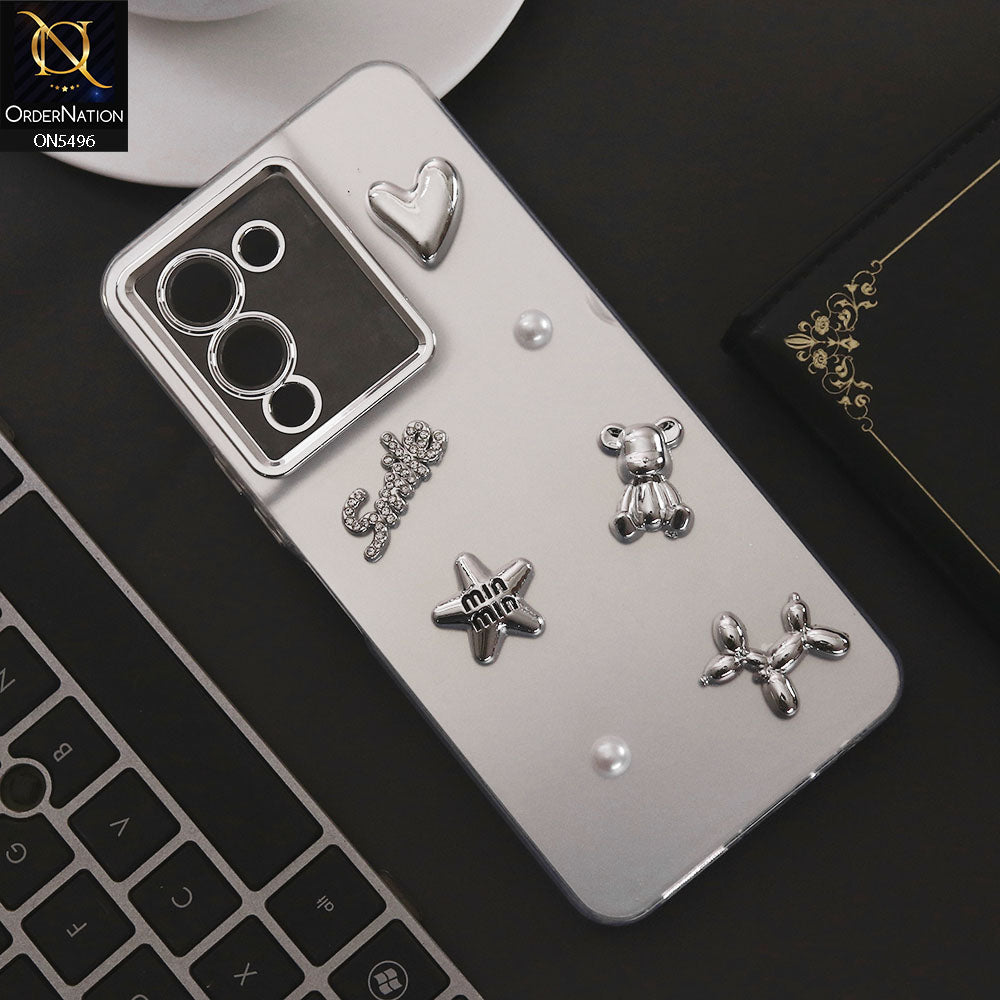 Infinix Note 12 G96 Cover - Silver - 3D Smile Cartoon Matte Shinny Case With Camera Protection Soft Border Case