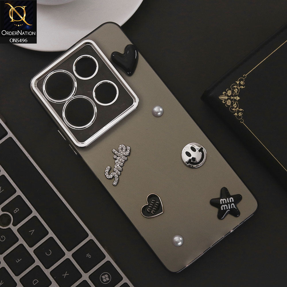 Infinix Note 30 Cover - Black - 3D Smile Cartoon Matte Shinny Case With Camera Protection Soft Border Case