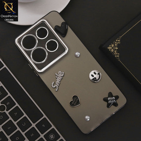 Infinix Note 30 Cover - Black - 3D Smile Cartoon Matte Shinny Case With Camera Protection Soft Border Case