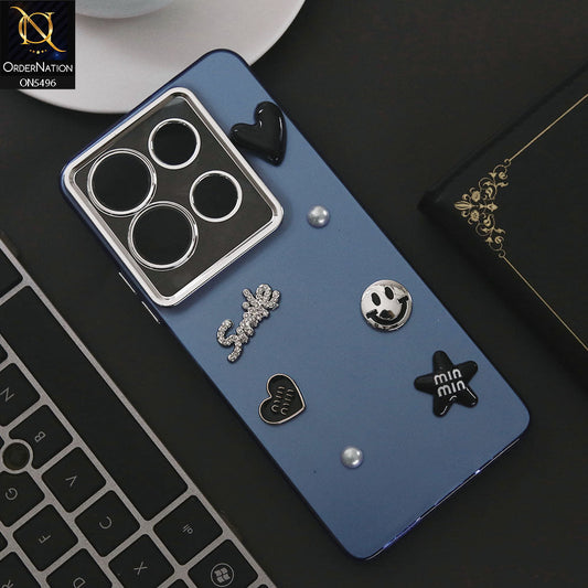 Infinix Note 30 Cover - Blue - 3D Smile Cartoon Matte Shinny Case With Camera Protection Soft Border Case