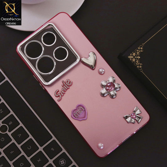 Infinix Note 30 Cover - Pink - 3D Smile Cartoon Matte Shinny Case With Camera Protection Soft Border Case