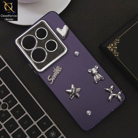 Infinix Note 30 Cover - Purple - 3D Smile Cartoon Matte Shinny Case With Camera Protection Soft Border Case