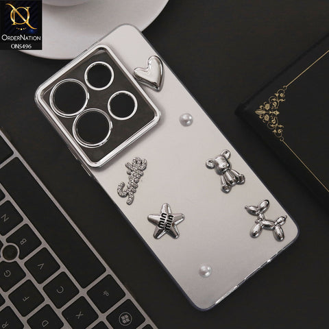 Infinix Note 30 Cover - Silver - 3D Smile Cartoon Matte Shinny Case With Camera Protection Soft Border Case