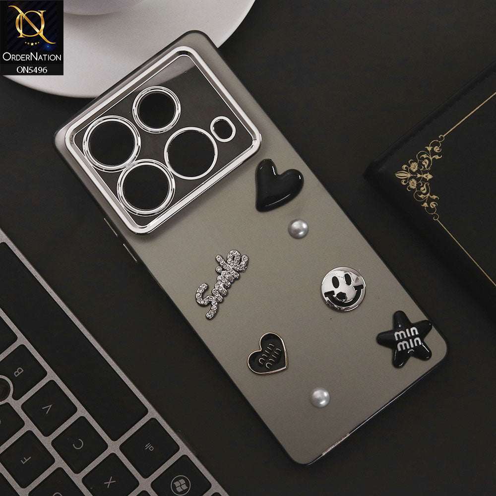 Infinix Note 40 Cover - Black - 3D Smile Cartoon Matte Shinny Case With Camera Protection Soft Border Case