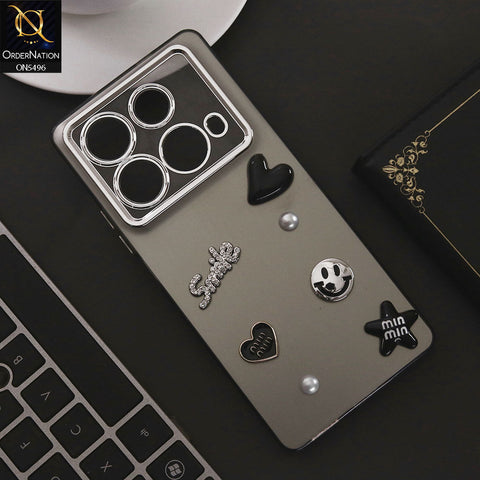 Infinix Note 40 Cover - Black - 3D Smile Cartoon Matte Shinny Case With Camera Protection Soft Border Case