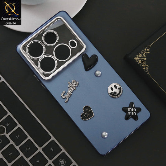 Infinix Note 40 Cover - Blue - 3D Smile Cartoon Matte Shinny Case With Camera Protection Soft Border Case
