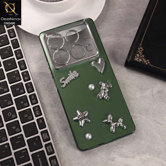 Infinix Note 40 Cover - Green -  3D Smile Cartoon Matte Shinny Case With Camera Protection Soft Border Case