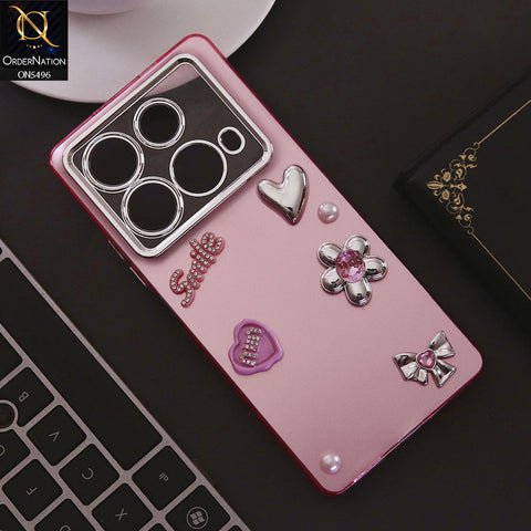Infinix Note 40 Cover - Pink - 3D Smile Cartoon Matte Shinny Case With Camera Protection Soft Border Case