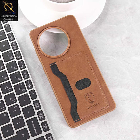 OnePlus Ace 5 Cover - Brown - New Premium Soft Tpu Leather Textured Case With Card Holder