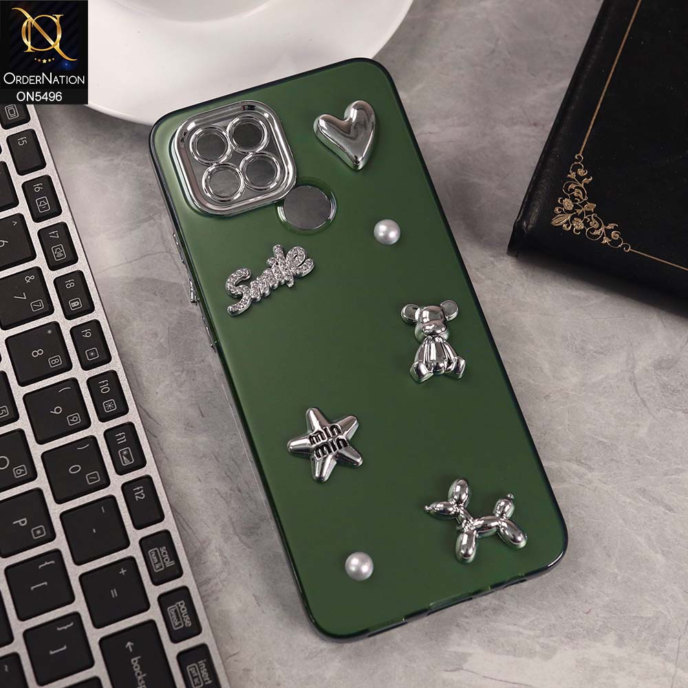 Oppo A15s Cover - Green -  3D Smile Cartoon Matte Shinny Case With Camera Protection Soft Border Case