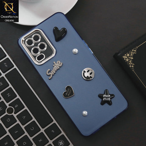 Oppo A54 4G Cover - Blue - 3D Smile Cartoon Matte Shinny Case With Camera Protection Soft Border Case