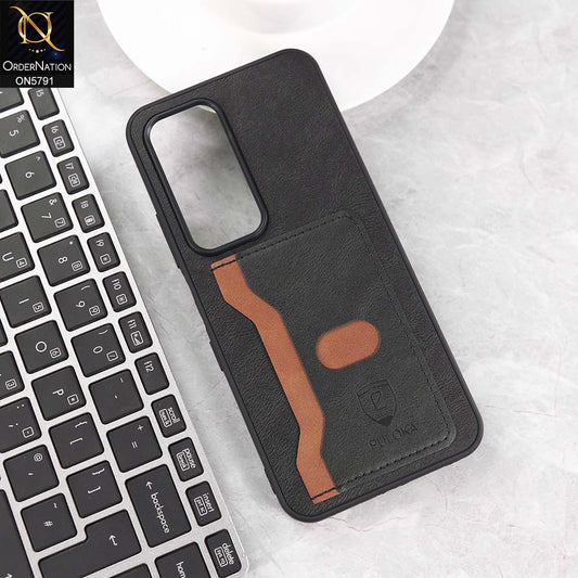 Oppo A5 5G Cover - Black - New Premium Soft Tpu Leather Textured Case With Card Holder