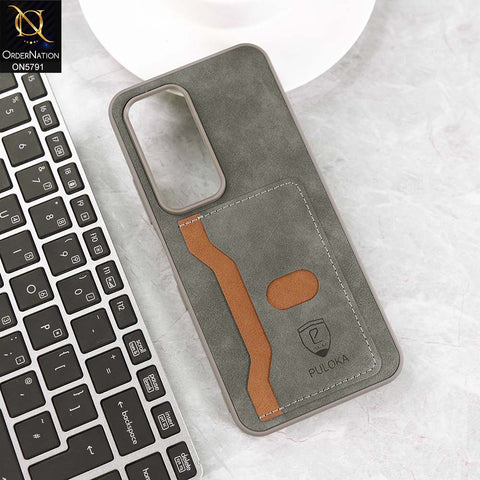 Oppo A5 5G Cover - Gray - New Premium Soft Tpu Leather Textured Case With Card Holder