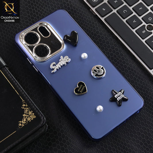 Oppo A5x 4G - Blue -  3D Smile Cartoon Matte Shinny Case With Camera Protection Soft Border Case