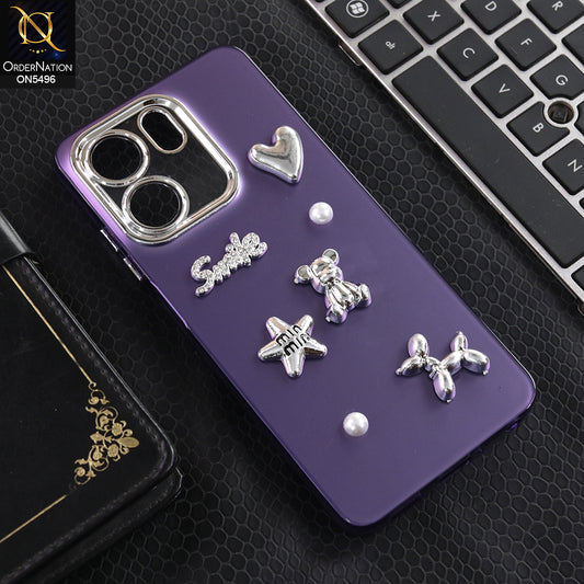 Oppo A5x 4G - Purple -  3D Smile Cartoon Matte Shinny Case With Camera Protection Soft Border Case