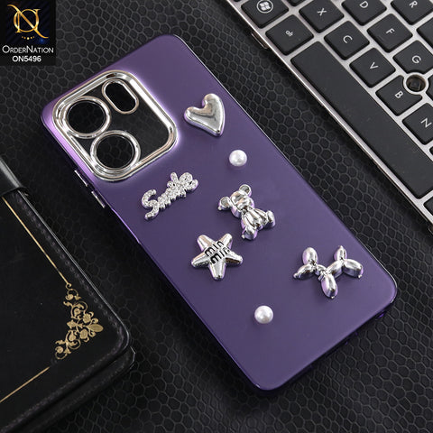 Oppo A5x 5G - Purple -  3D Smile Cartoon Matte Shinny Case With Camera Protection Soft Border Case