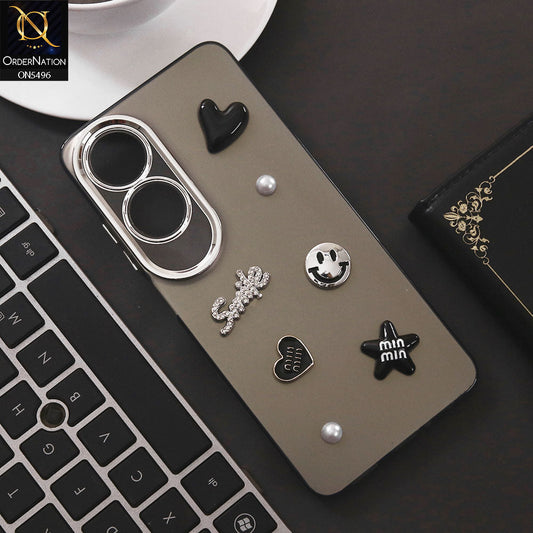 Oppo A60 Cover - Black - 3D Smile Cartoon Matte Shinny Case With Camera Protection Soft Border Case