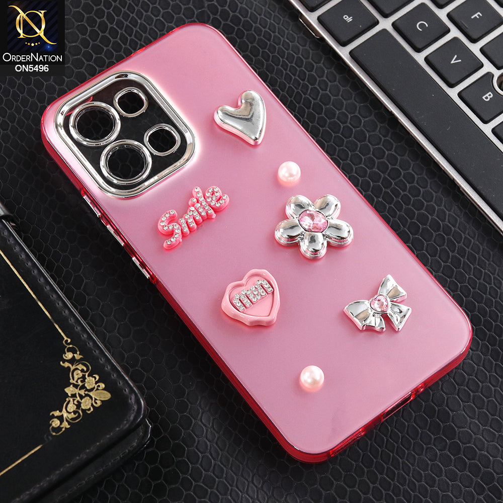 Oppo A6 Pro 4G - Pink -  3D Smile Cartoon Matte Shinny Case With Camera Protection Soft Border Case