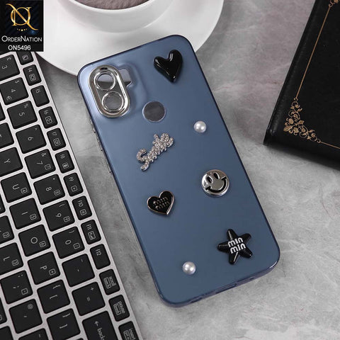Xiaomi Redmi A1 Cover - Blue -  3D Smile Cartoon Matte Shinny Case With Camera Protection Soft Border Case