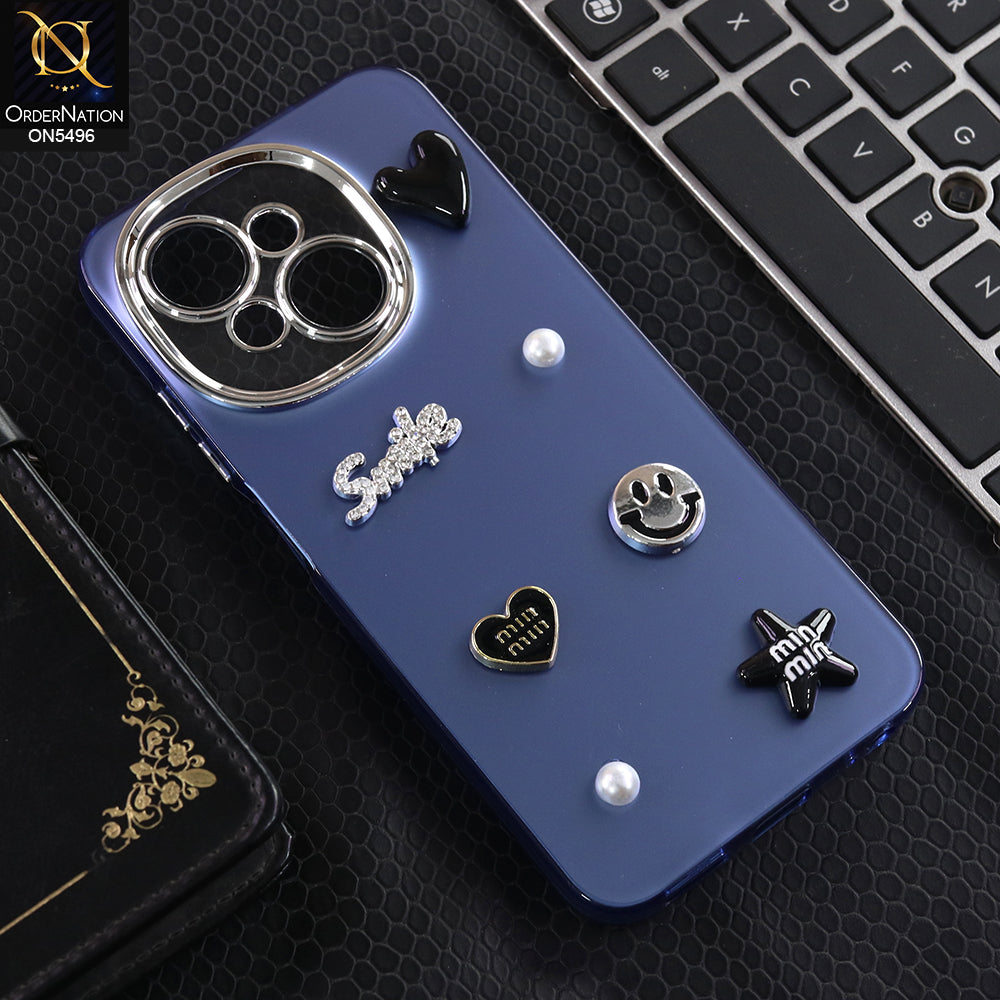 Tecno Pop 9 - Blue -  3D Smile Cartoon Matte Shinny Case With Camera Protection Soft Border Case