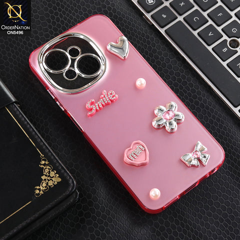 Tecno Pop 9 - Pink -  3D Smile Cartoon Matte Shinny Case With Camera Protection Soft Border Case
