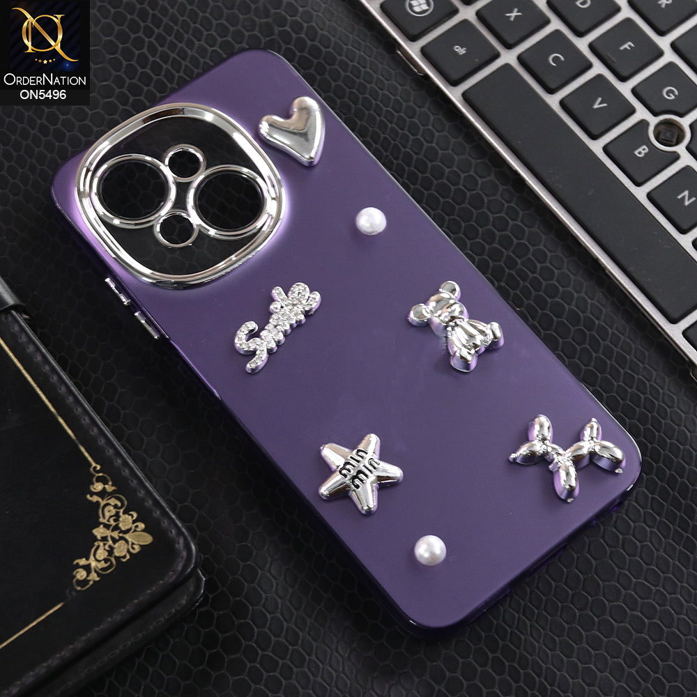 Tecno Pop 9 - Purple -  3D Smile Cartoon Matte Shinny Case With Camera Protection Soft Border Case