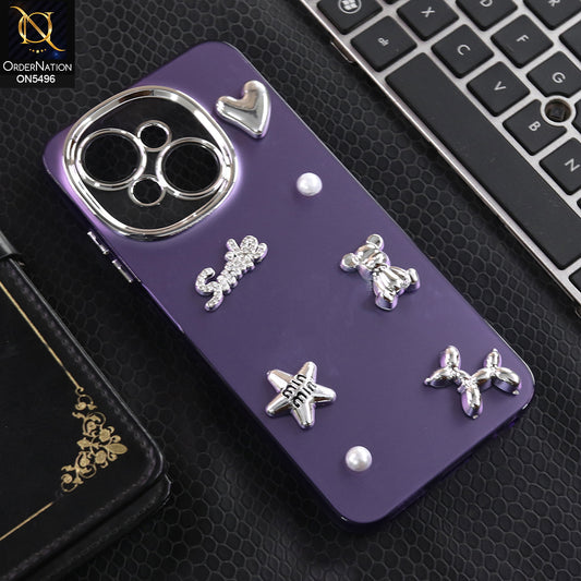Tecno Pop 9 - Purple -  3D Smile Cartoon Matte Shinny Case With Camera Protection Soft Border Case