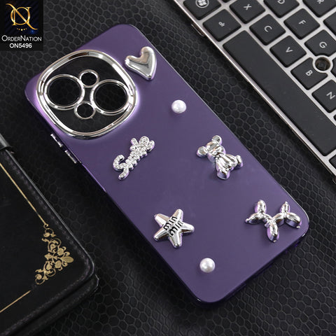 Tecno Pop 9 - Purple -  3D Smile Cartoon Matte Shinny Case With Camera Protection Soft Border Case